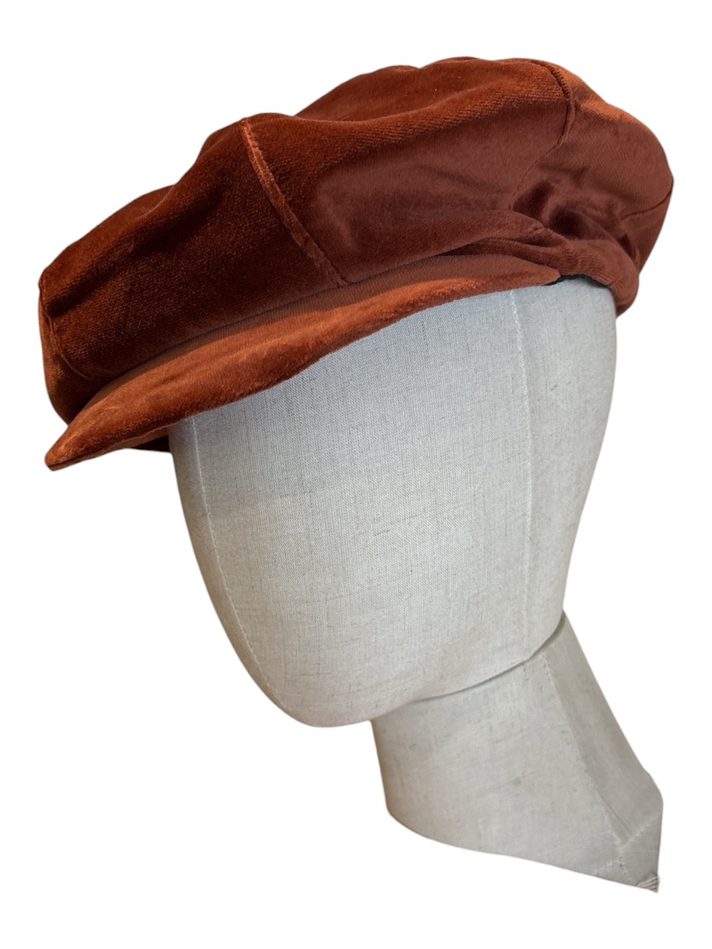 Y2K MARIVDA RUST VELVET NEWSBOY CAP RETRO MOD BOHO COTTAGECORE SZ XL 8.5" - Picture 5 of 7